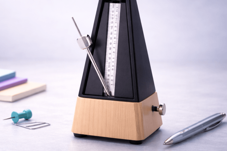 Metronoom op bureau als beeld bij Groeiprogramma ZZP